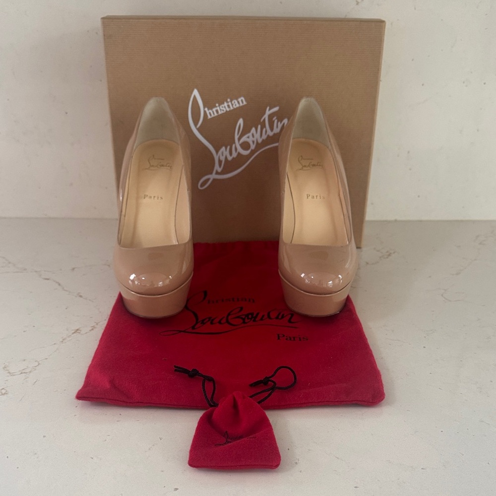Christian Louboutin Nude Patent Leather Pumps